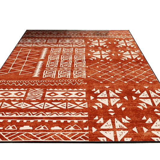 Red Morroco Design Large Soft Shaggy Easy Clean Area Rug