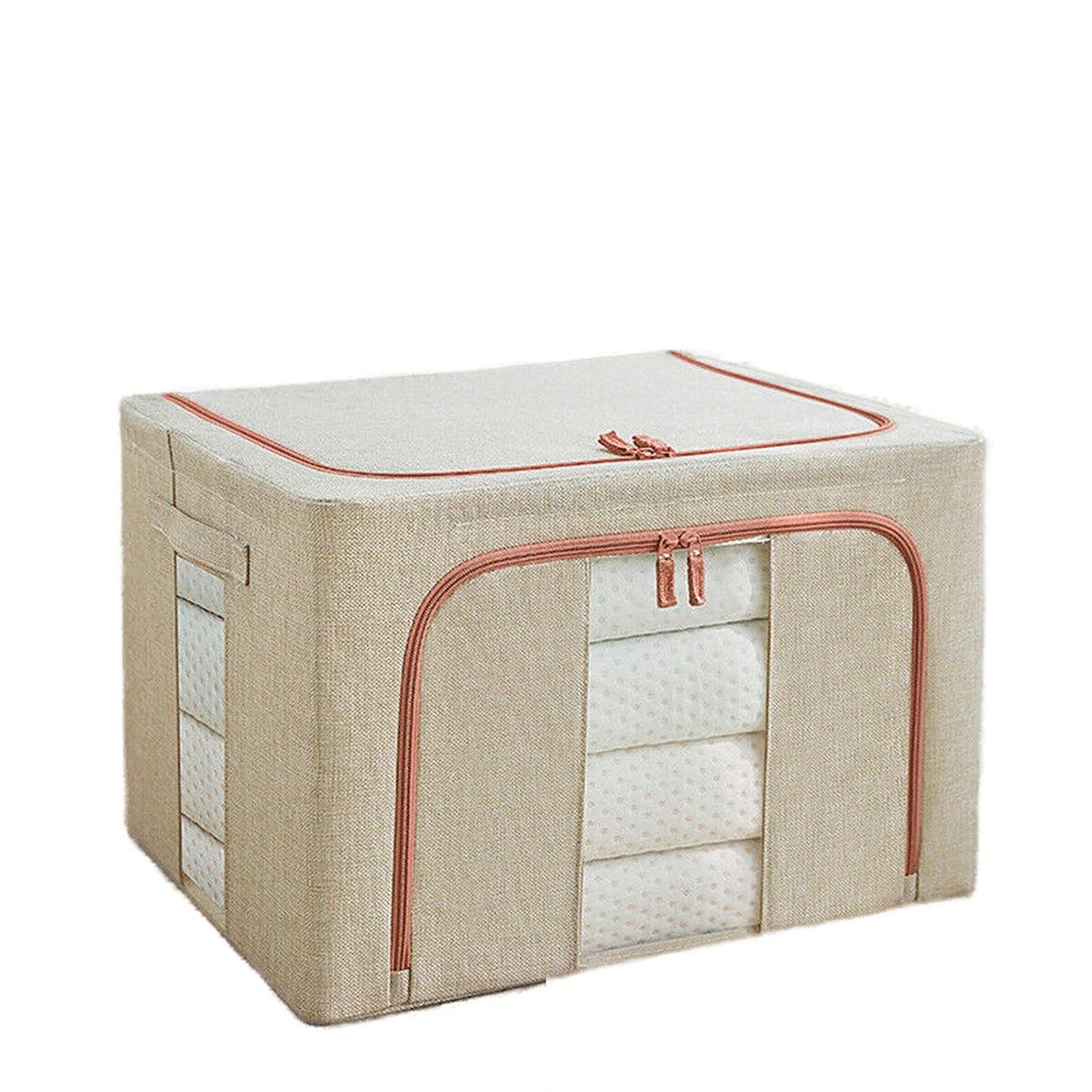 Foldable Storage Box with Crushed Steel Frame Clothes Quilt Toys Organizer