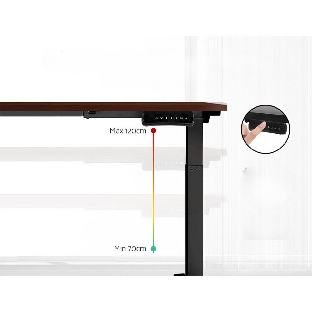 Standing Desk Electric Adjustable Sit Stand Desks Black Walnut 140cm