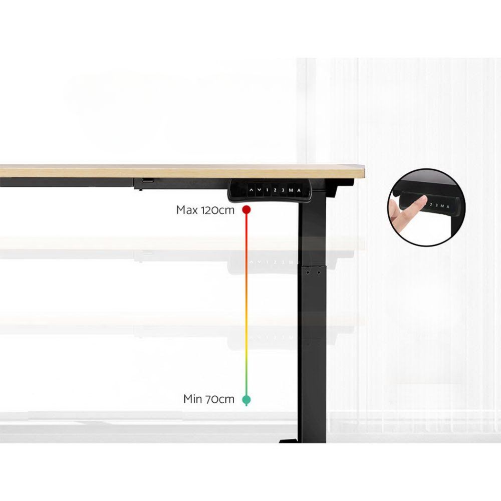 Standing Desk Electric Height Adjustable Sit Stand Desks Black Oak 140cm