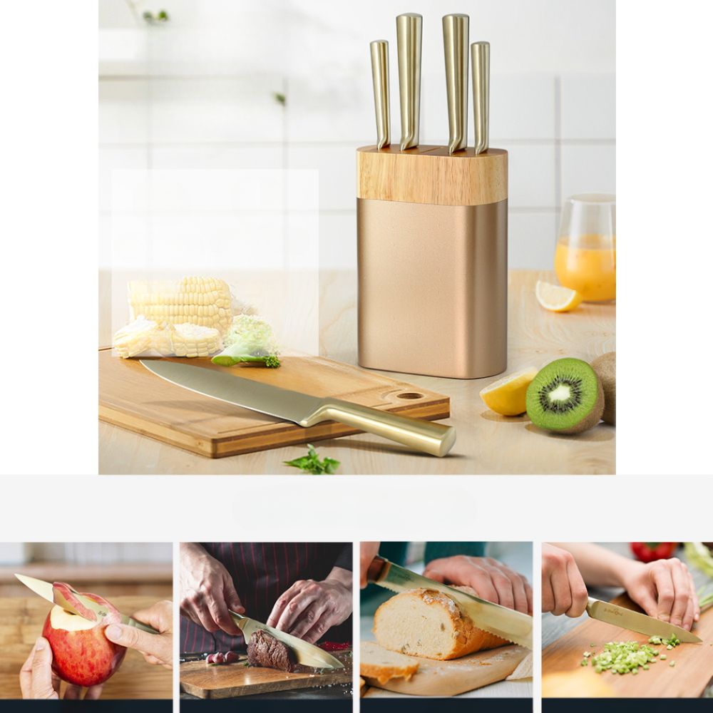 6PCS Kitchen Knife Set Stainless Steel Nonstick Block Chef Sharp