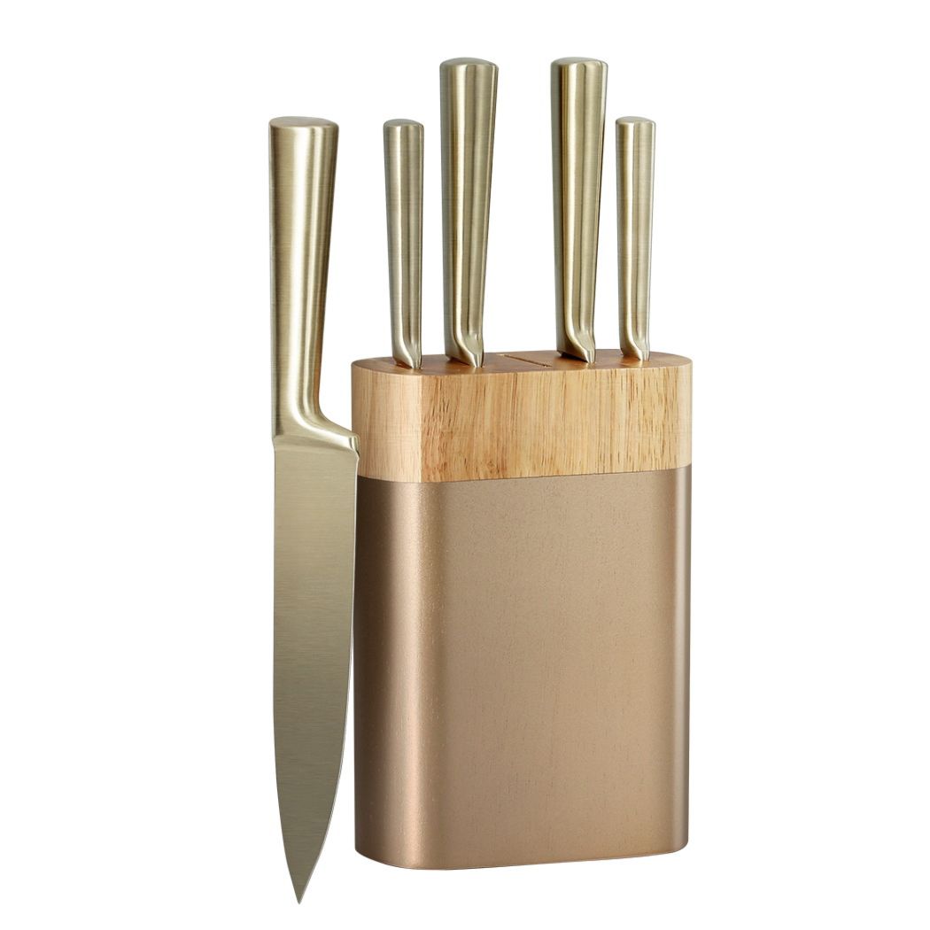 6PCS Kitchen Knife Set Stainless Steel Nonstick Block Chef Sharp