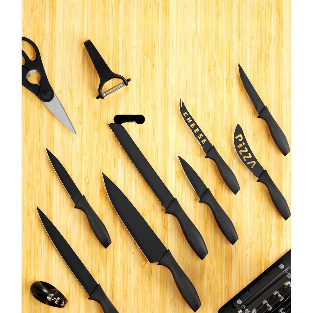 17PCS Kitchen Knife Set Stainless Steel Non-stick with Sharpener