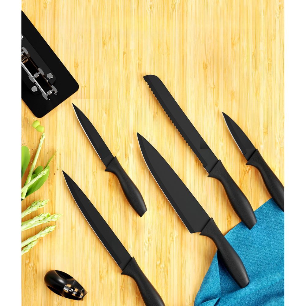 7PCS Kitchen Knife Set Stainless Steel Non-stick with Sharpener