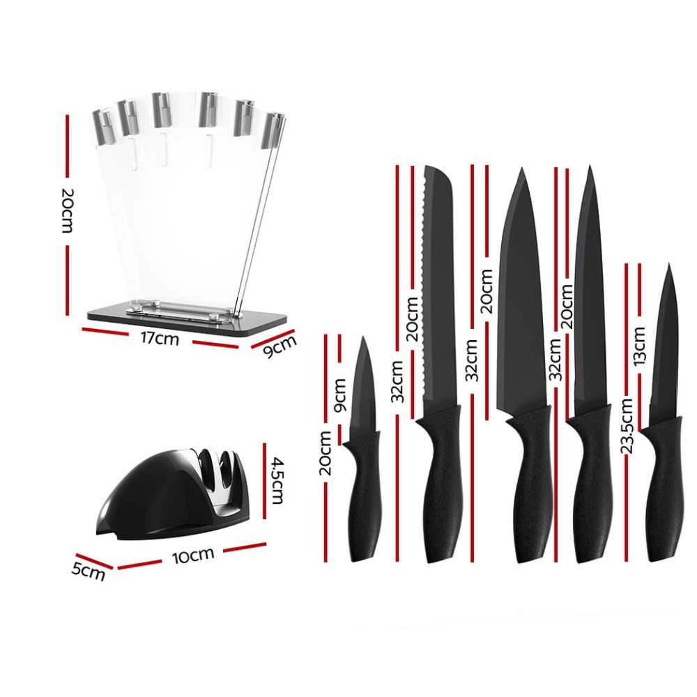7PCS Kitchen Knife Set Stainless Steel Non-stick with Sharpener