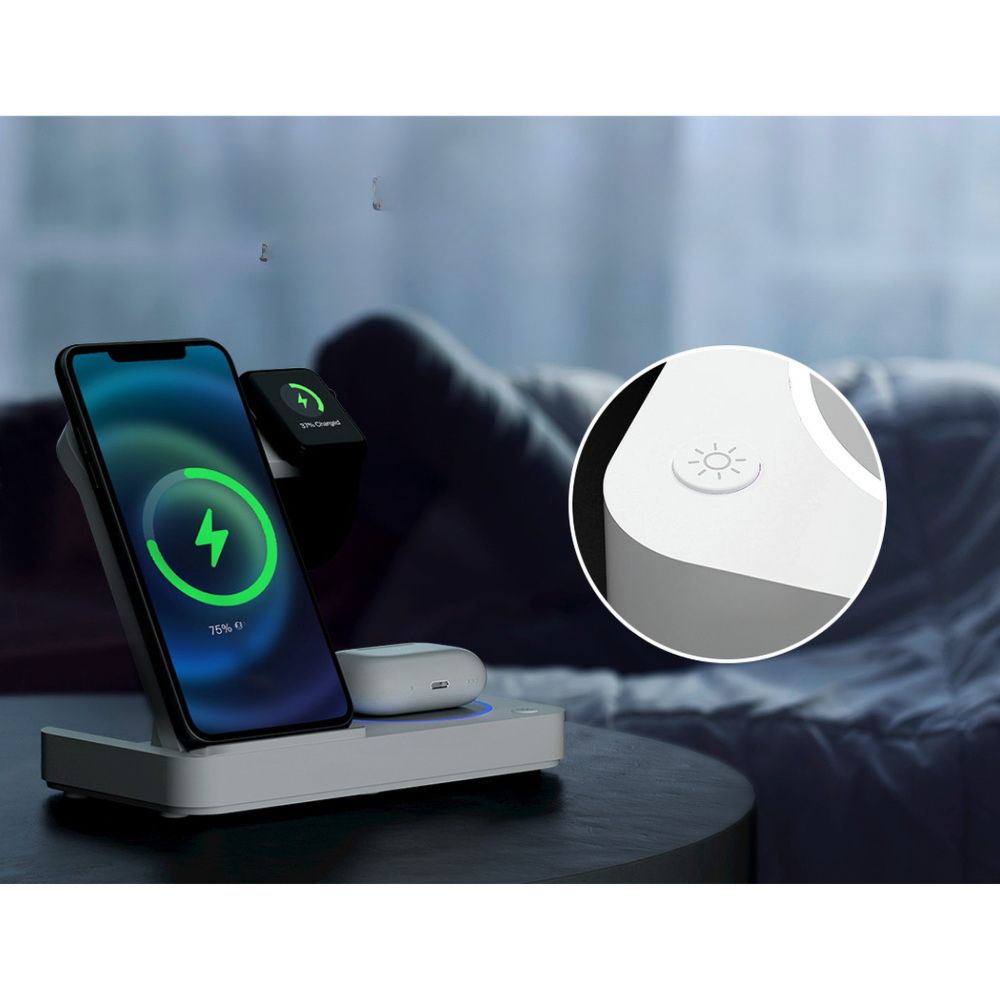 4-in-1 Wireless Charger Dock Fast Charging for Phone White