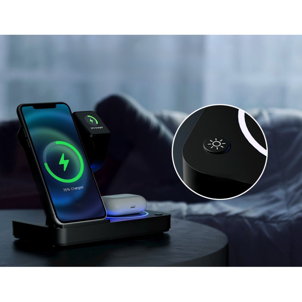4-in-1 Wireless Charger Station Fast Charging for Phone Black