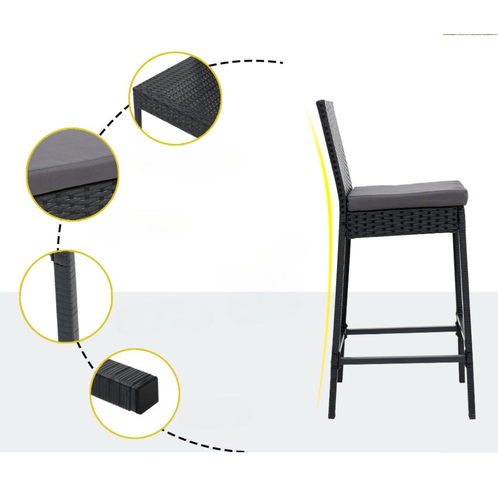 Bar Outdoor Table Stools Furniture Dining Chairs Patio Set - 3pcs