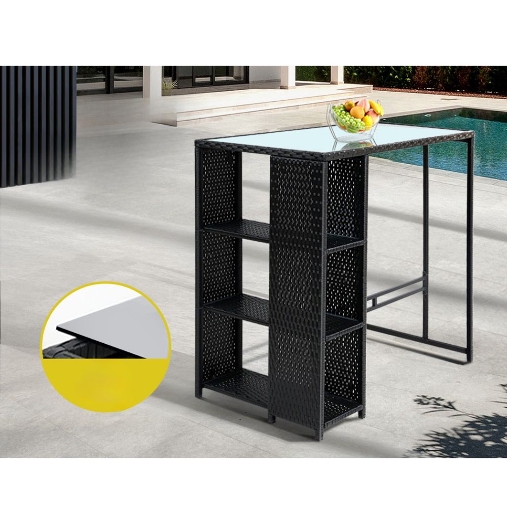 Bar Outdoor Table Stools Furniture Dining Chairs Patio Set - 3pcs