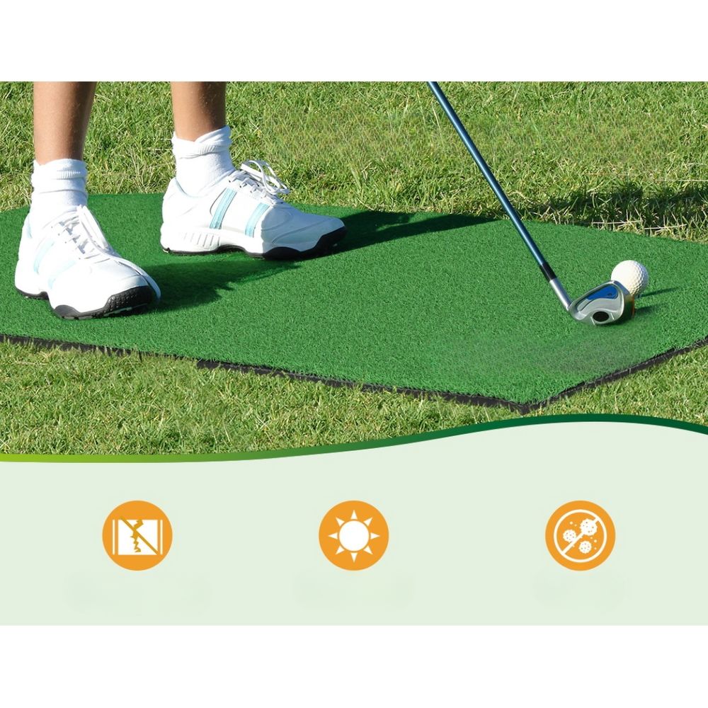 Portable Golf Hitting Mat with Rubber Holder Range Training Aid - 80x60cm