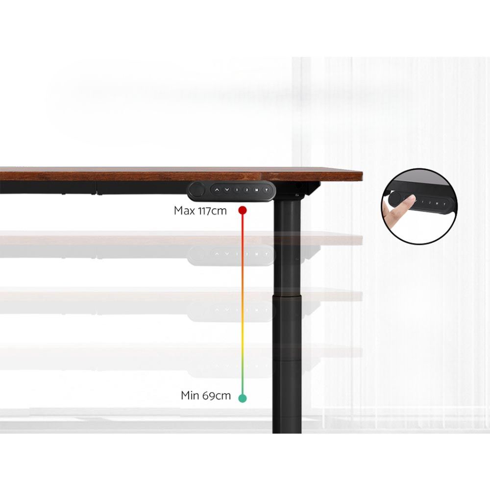 Standing Desk Motorised Adjustable Sit Stand Desks Black Brown
