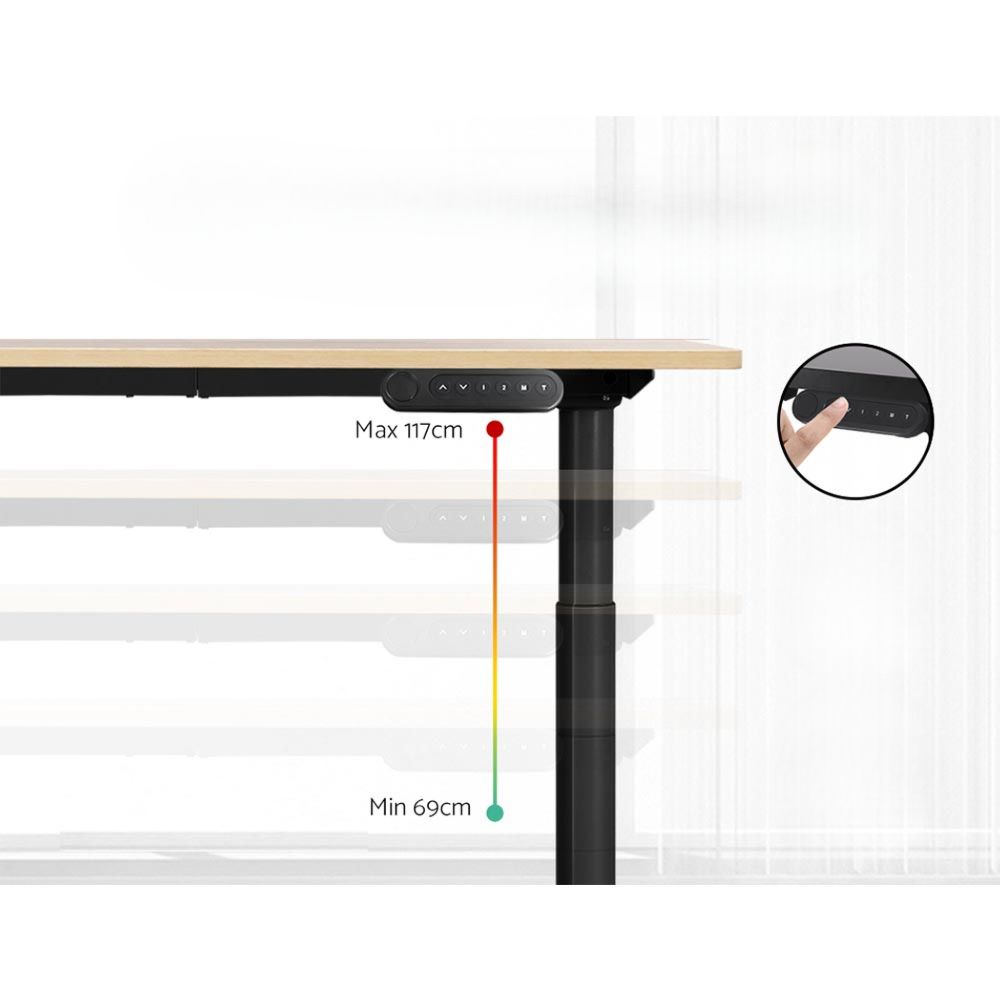 Standing Desk Motorised Adjustable Sit Stand Desks Black Oak