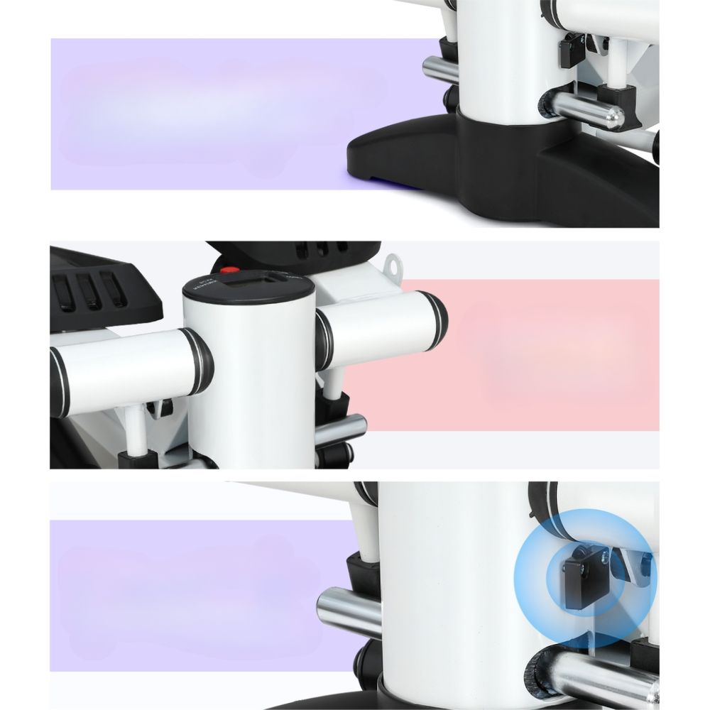 Folding Pedal Mini Stepper with Resistance Rope Mat Aerobic Trainer - Max User Weight 120kg