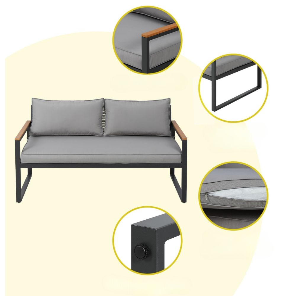 Sofa Outdoor Corner Modular Setting Steel Lounge Set - 3 Seater