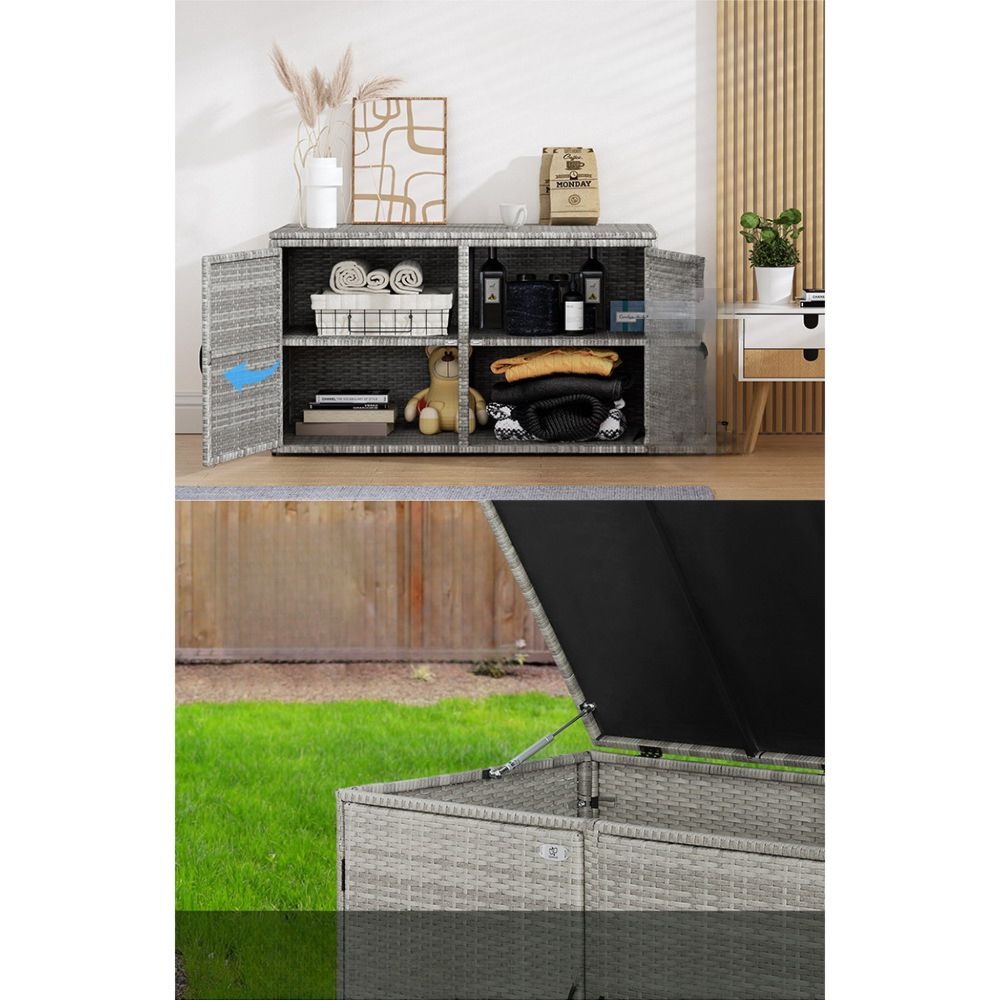 Storage Bench Box Garden Sheds Cushion Patio Tool Outdoor Chair - Grey