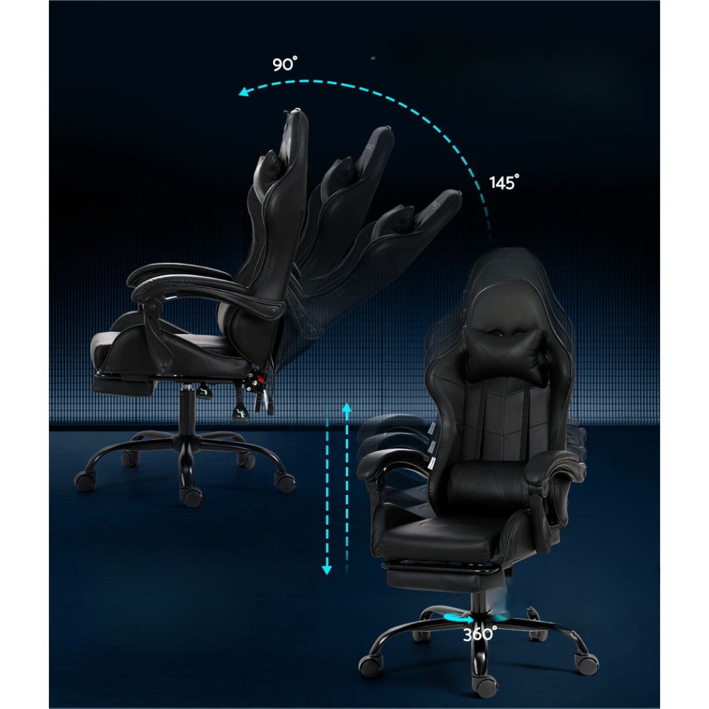 Gaming Office Chair Racing Massage Computer Seat Footrest Leather