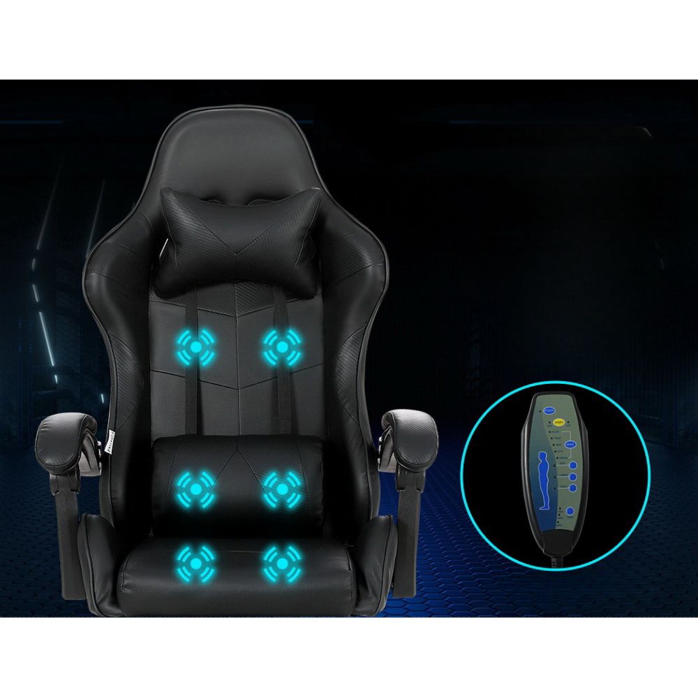 Gaming Office Chair Racing Massage Computer Seat Footrest Leather