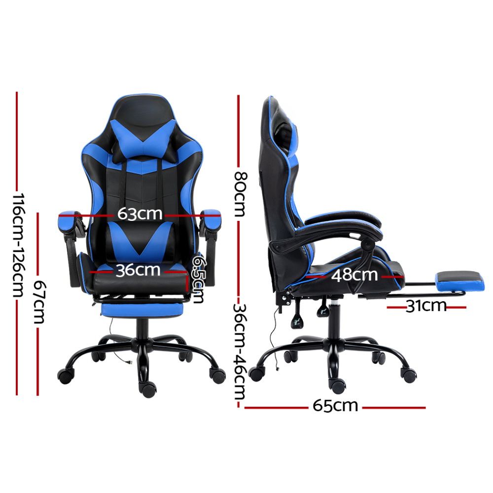 Gaming Chairs Massage Racing Recliner Leather Office Chair Footrest