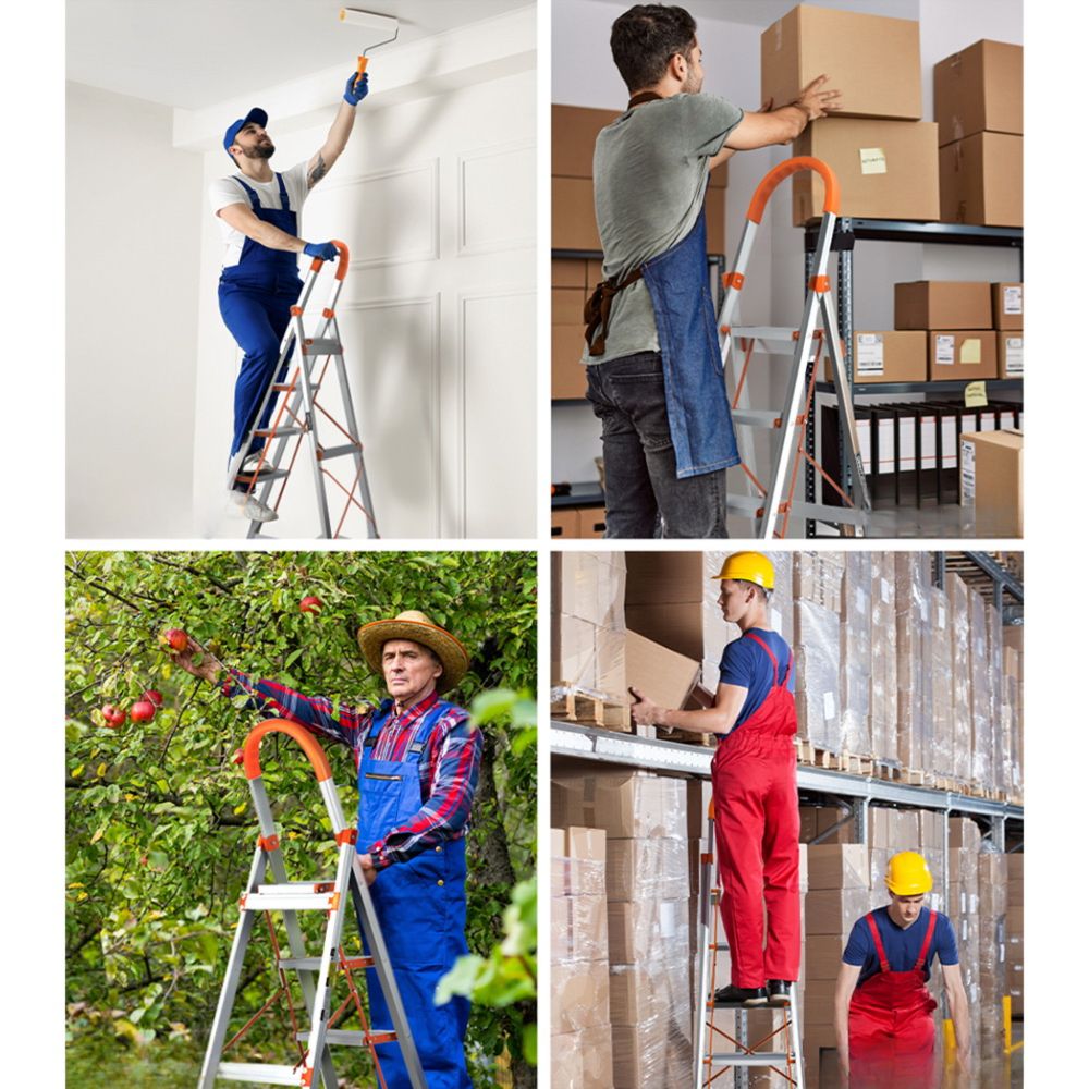 Home Multi-Purpose Ladder Folding Aluminium Non Slip Platform - 6 Steps