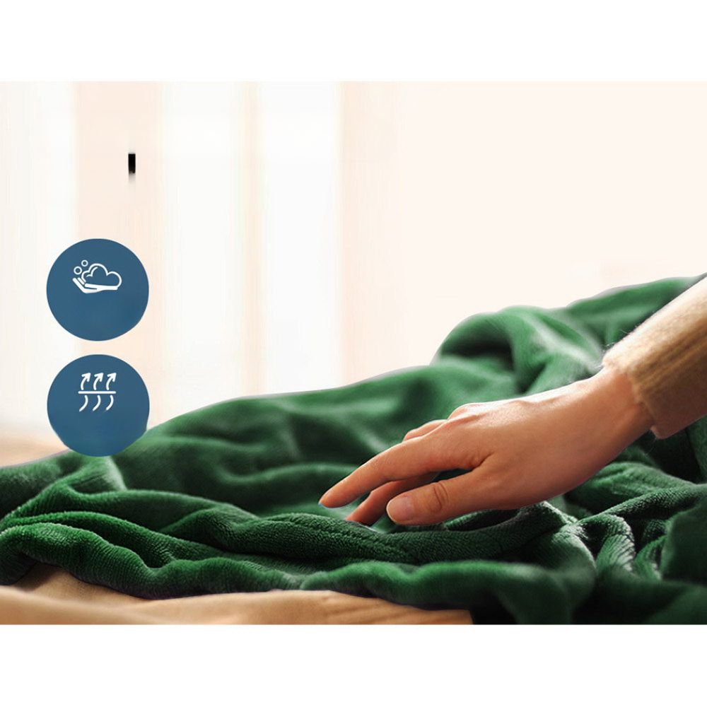 Electric Heated Blanket Flannel Washable Throw Rug - Winter Green