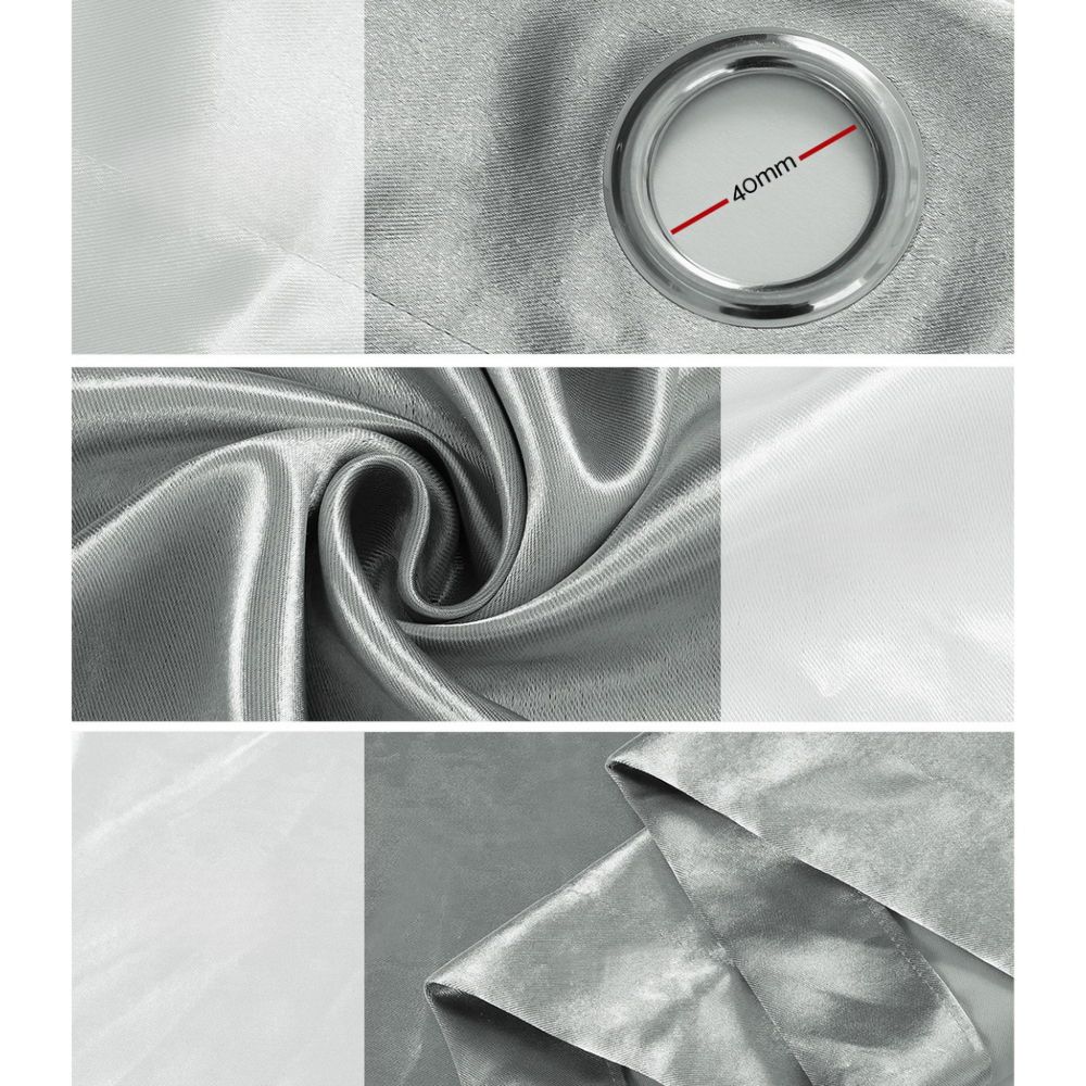 2X Blockout Curtains Blackout Window Curtain Eyelet 140x230cm Grey