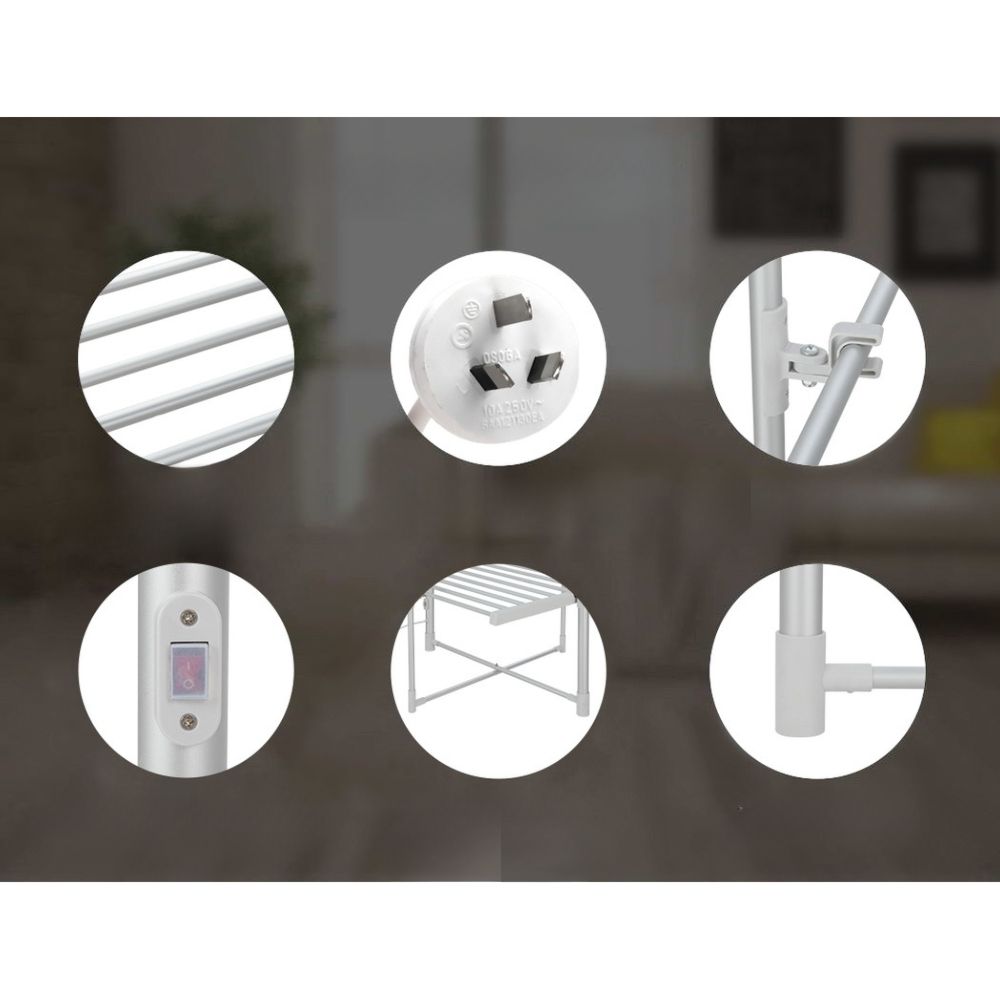Electric Heated Towel Clothes Rail Rack Airer Dryer Warmer Stand 300W
