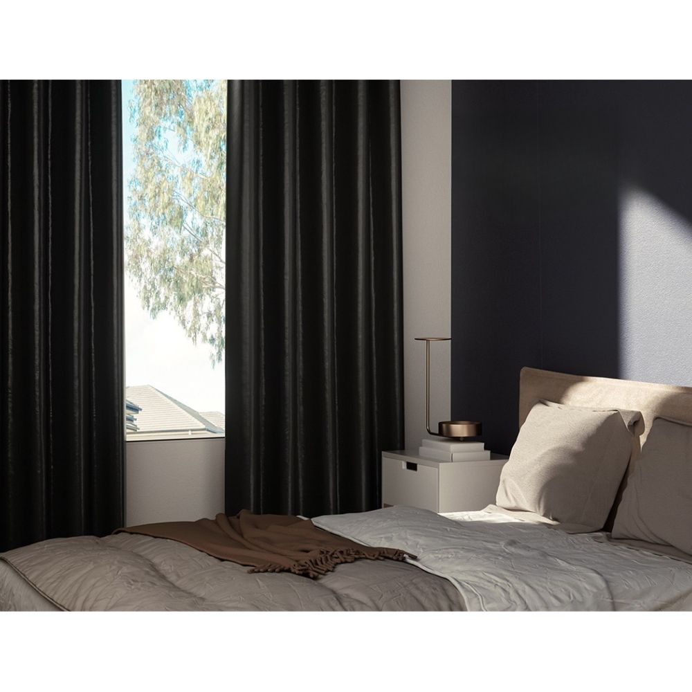 2X Blockout Curtains Blackout Window Curtain Eyelet 300x230cm Black