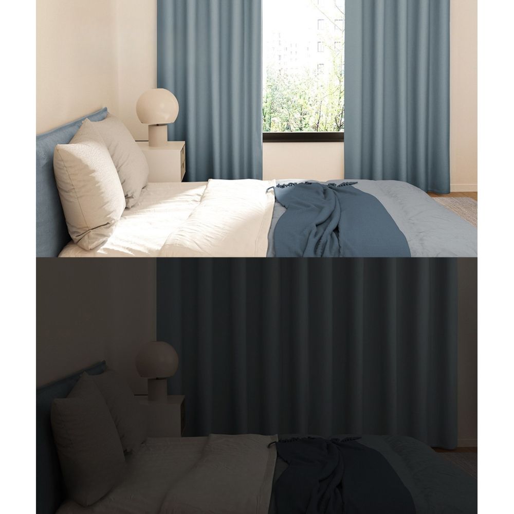 2X Blockout Curtains Blackout Window Curtain Eyelet 140x230cm Grey
