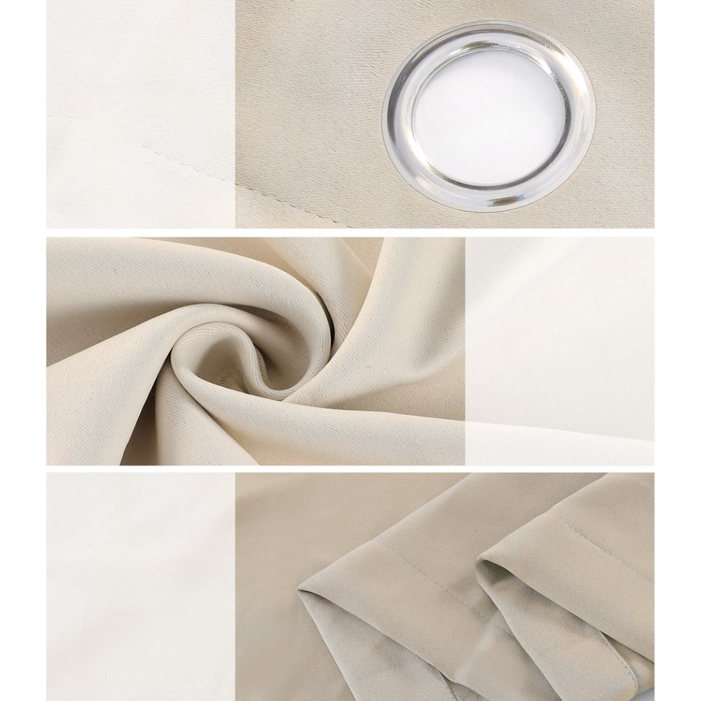 2X Blockout Curtains Blackout Window Curtain Eyelet 180x213cm Beige