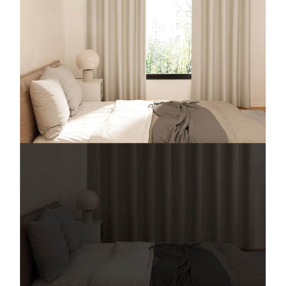 2X Blockout Curtains Blackout Window Curtain Eyelet 300x230cm Beige