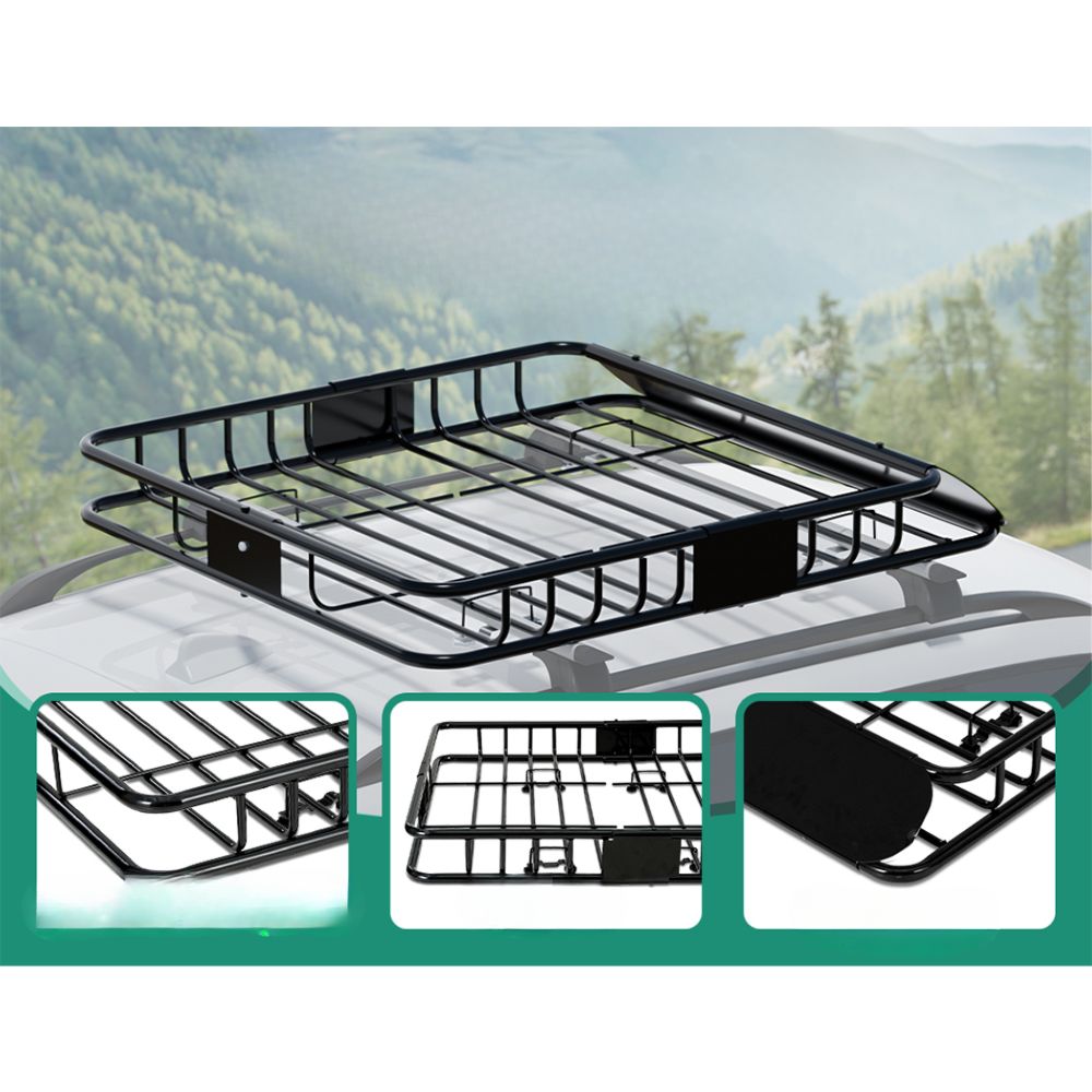 Universal Car Roof Rack Basket Luggage Carrier Steel Cargo - 111cm