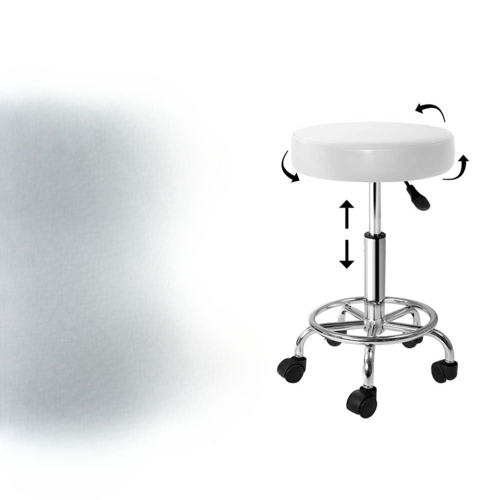 2X Salon Stool Swivel Round Barber Hair Bar Stools White
