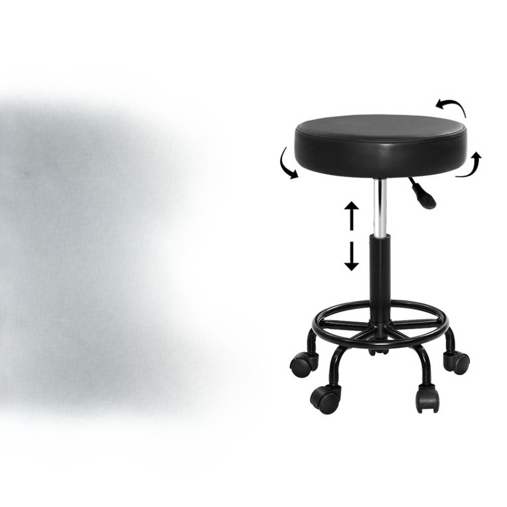 2X Salon Stool Swivel Round Barber Hair Bar Stools Black