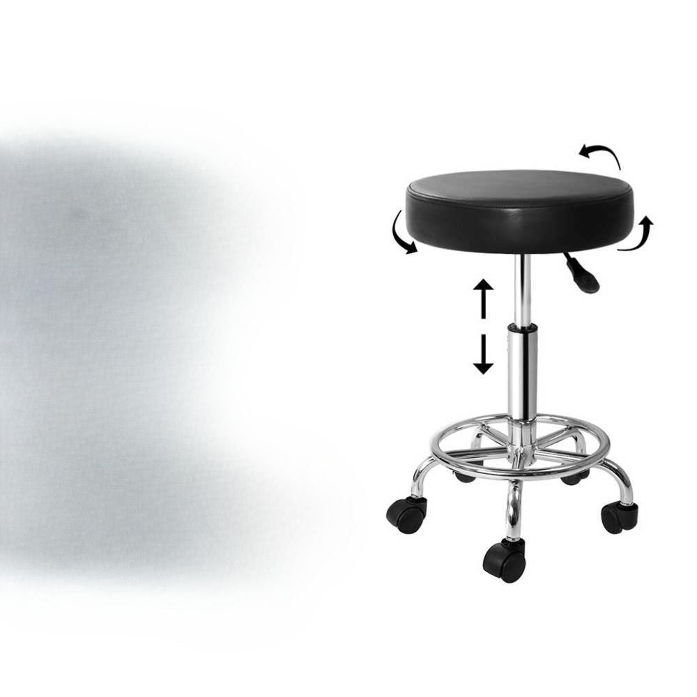 2X Salon Stool Round Swivel Barber Hair Bar Stools Black