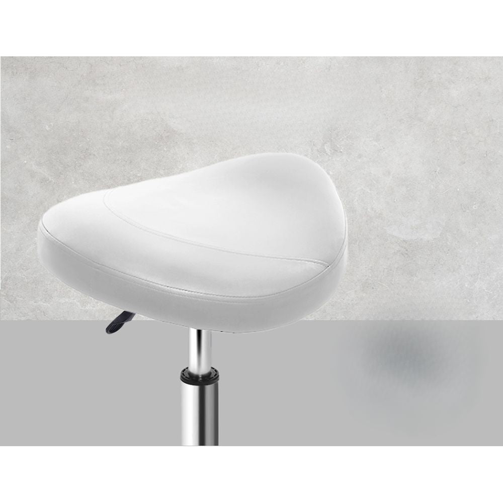 2X Saddle Salon Stool Swivel Barber Hair Dress Chair White