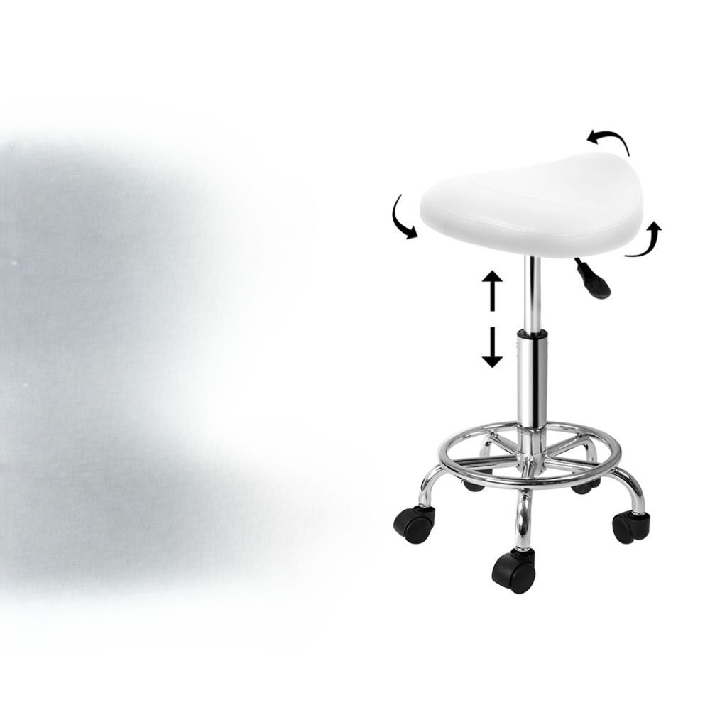 2X Saddle Salon Stool Swivel Barber Hair Dress Chair White