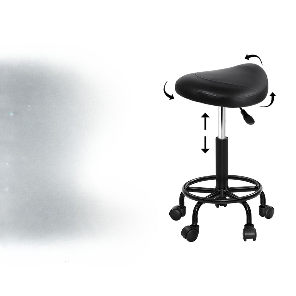 2X Saddle Salon Stool Swivel Barber Chairs Bar Stools PU