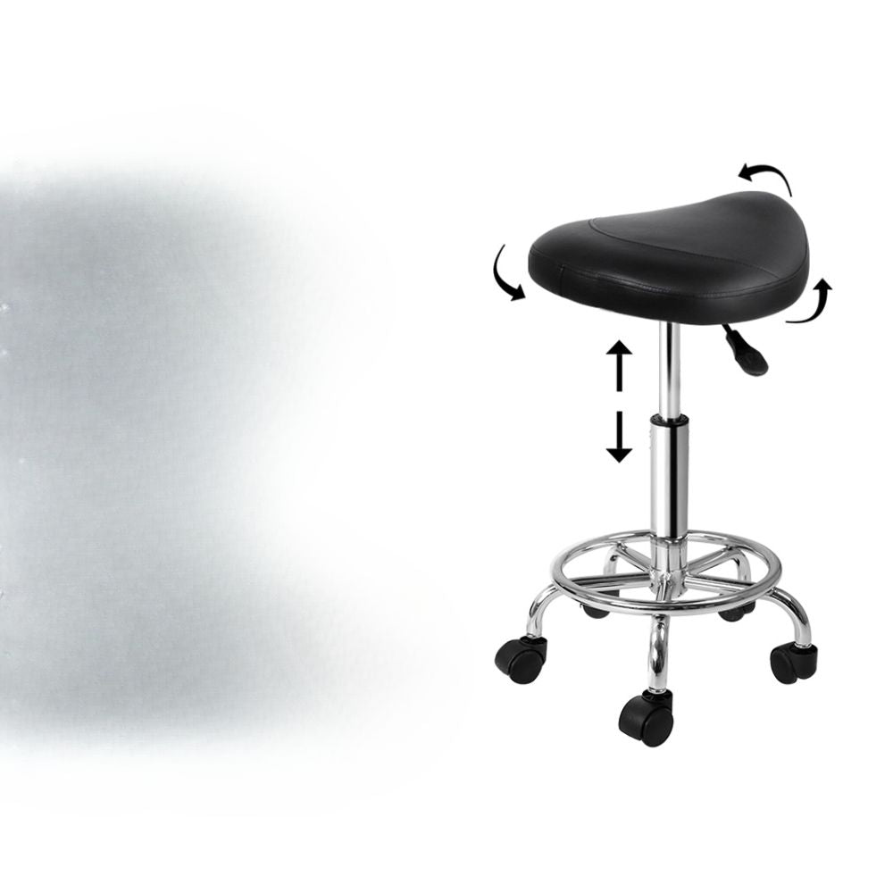 2X Saddle Salon Stool Swivel Barber Hair Dress Chair Black