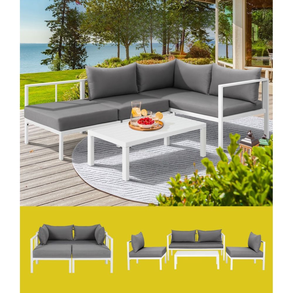 Aluminium Outdoor Sofa Table Chair Furniture Lounge Set - 4 Seater
