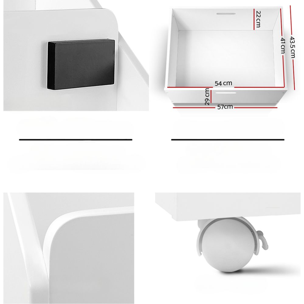 Kids Bookshelf Storage Organiser Bookcase Drawers Shelf - White