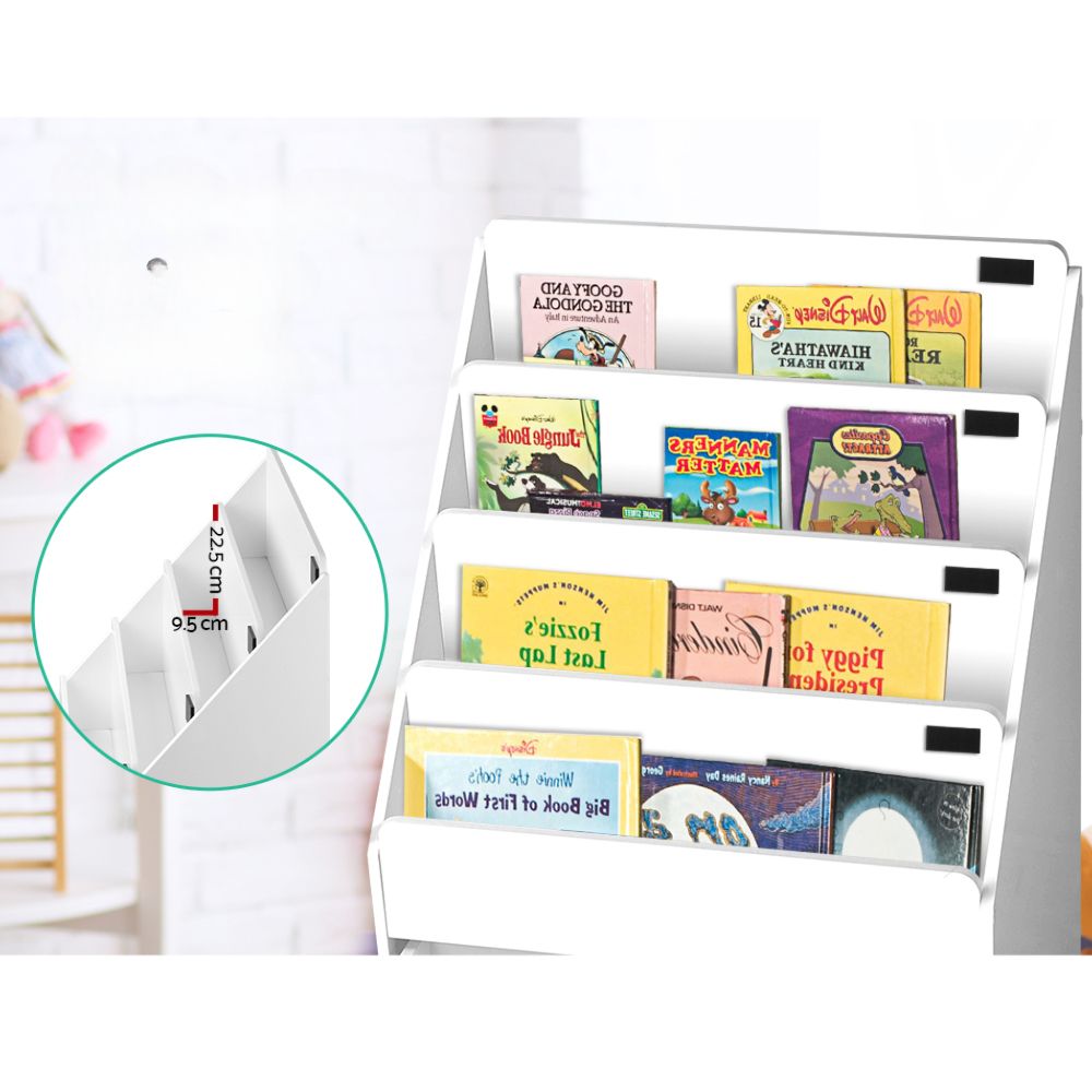 Kids Bookshelf Storage Organiser Bookcase Drawers Shelf - White