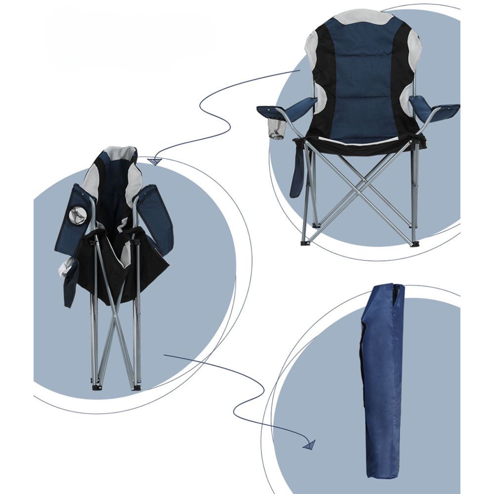Camping Folding Arm Chair Portable Camping Garden Fishing - 2x