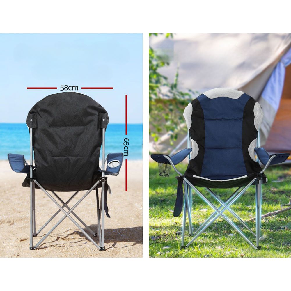 Camping Folding Arm Chair Portable Camping Garden Fishing - 2x