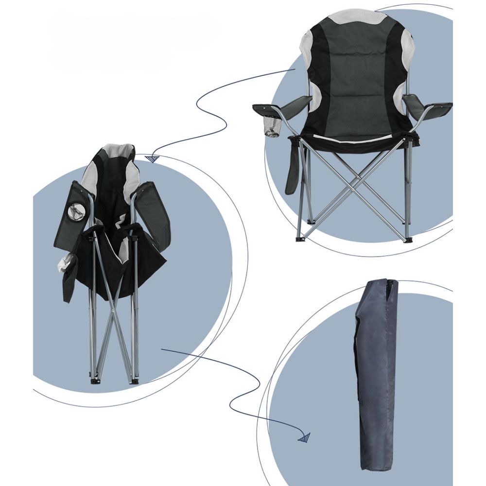 Folding Camping Arm Chair Portable Outdoor Beach Fishing - 2x