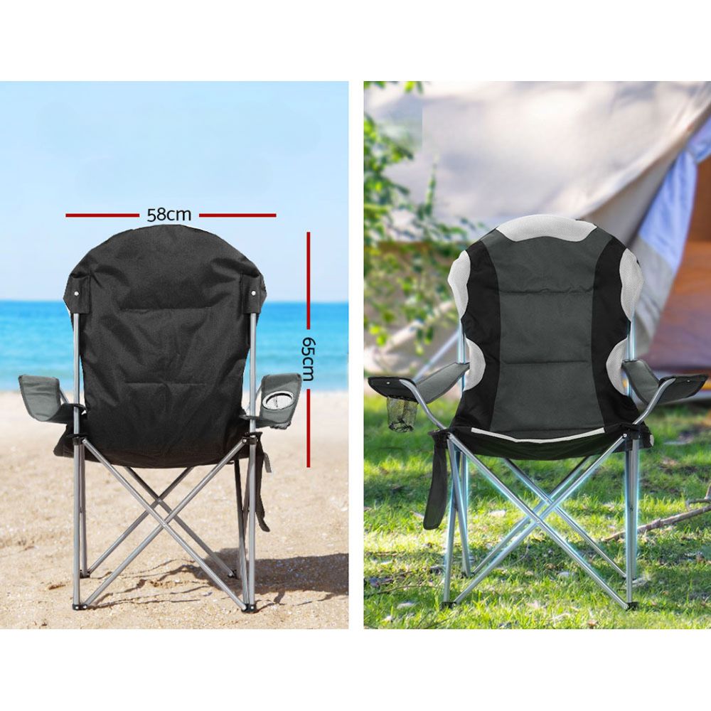Folding Camping Arm Chair Portable Outdoor Beach Fishing - 2x
