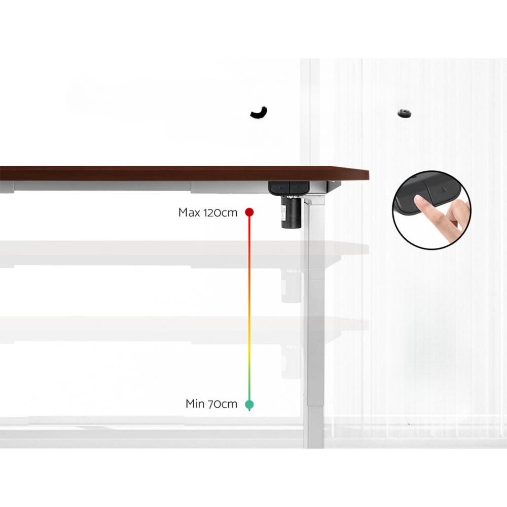 Electric Standing Desk Motorised Sit Stand Desks Table White Walnut 140cm