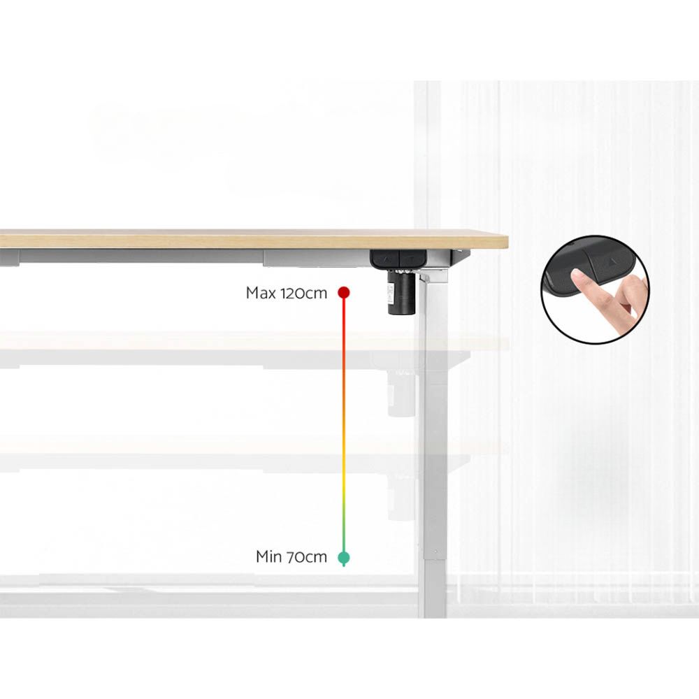 Electric Standing Desk Motorised Sit Stand Desks Table White Oak 140cm