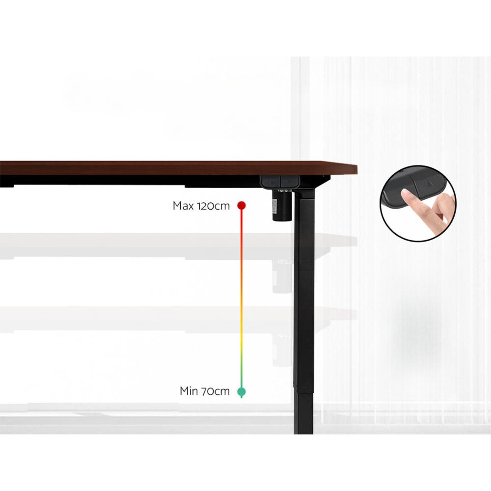 Electric Standing Desk Motorised Sit Stand Desks Table Black Walnut 140cm