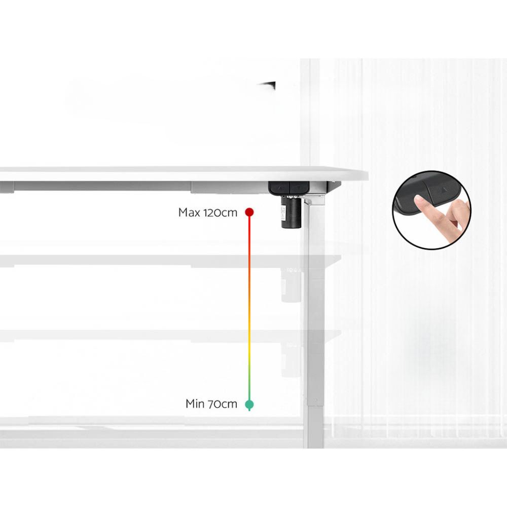 Electric Standing Desk Motorised Sit Stand Desks Table White 140cm