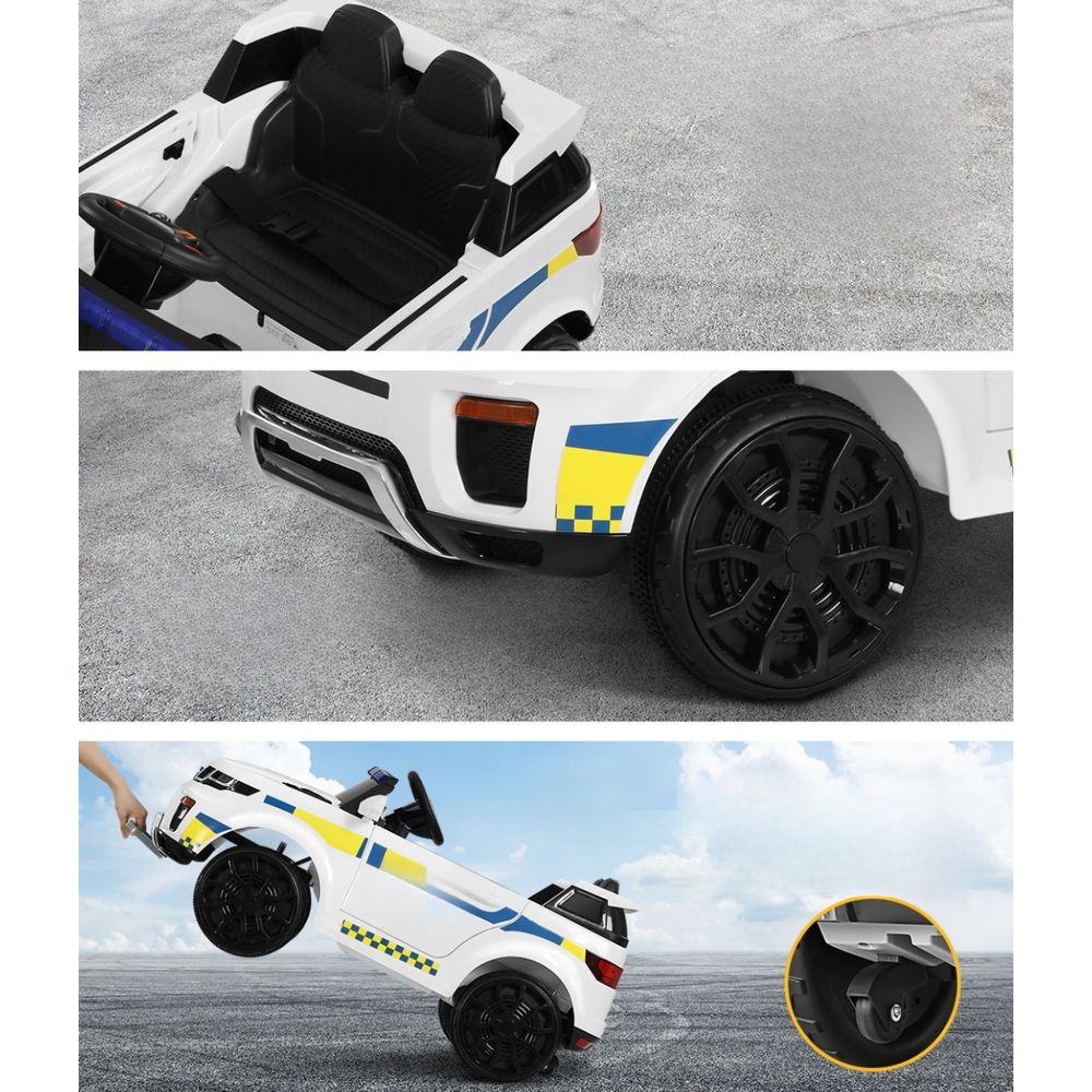 Kids Ride On Car Electric Patrol Police Toy Cars Remote Control 12V White